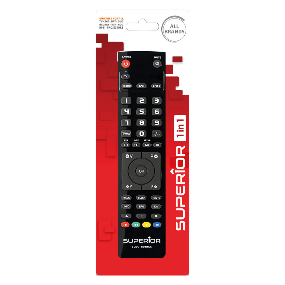 TELECOMANDO COMPATIBILE PER TV 'SLIM' 2 in 1 controllo 2 dispositivi SUPERIOR