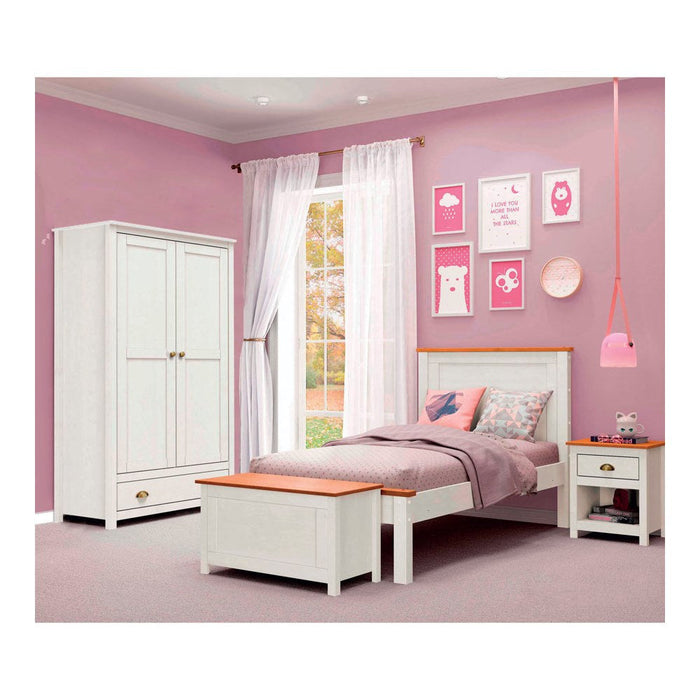 Armadio per camera da letto 2 ante e 1 cassetto 90x185 cm 90,8x53,5x185,5 cm in legno bianco/noce