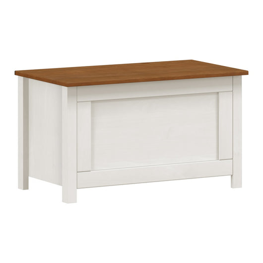 Cassapanca contenitore 80x45 cm in legno bianco/noce