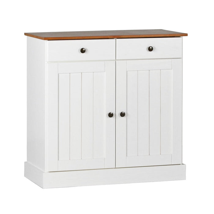 Credenza 2 ante e 2 cassetti 88x85 cm 88x43x85,5 cm in legno bianco/noce