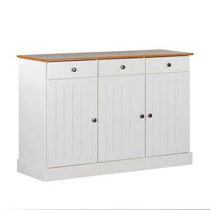 Credenza moderna 3 ante e 3 cassetti 128x85 cm in legno bianco/noce