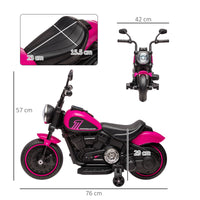 Moto Elettrica per Bambini 6V con Rotelle Rosa e Nero