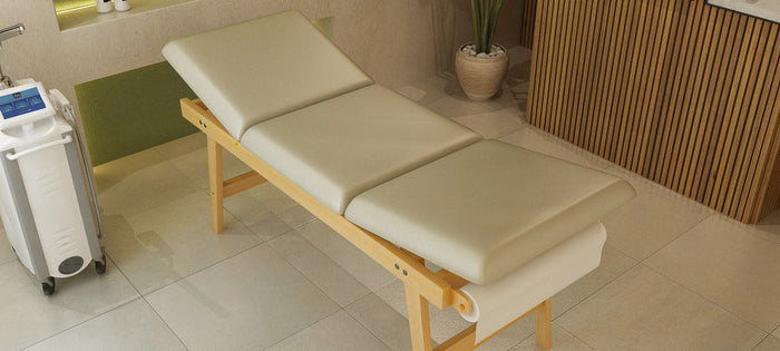 Lettino da Massaggio Visita Fisioterapia Fisso 3 Sezioni 190x70x75 cm 200 Kg Giano Beige