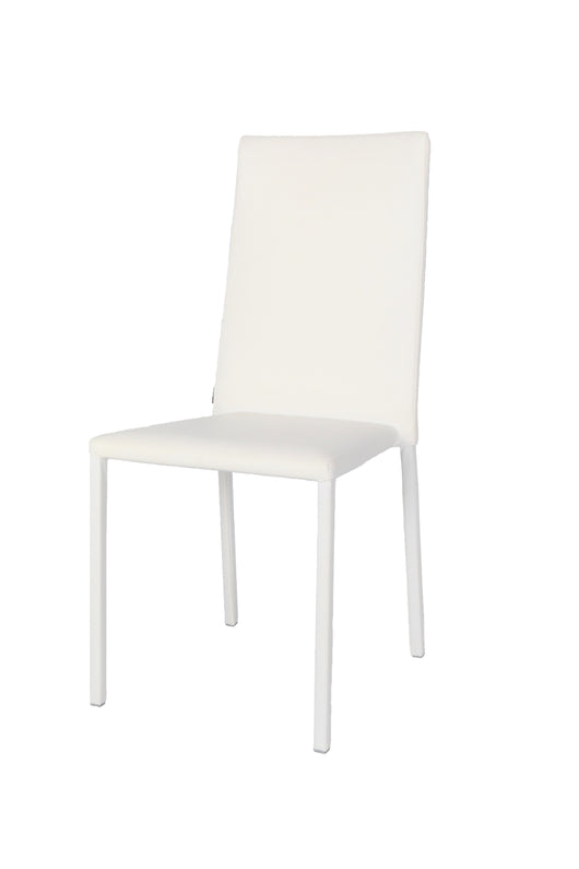 Sedia impilabile Julia Tommychairs, struttura in acciaio imbottita e rivestita in finta pelle colore bianco