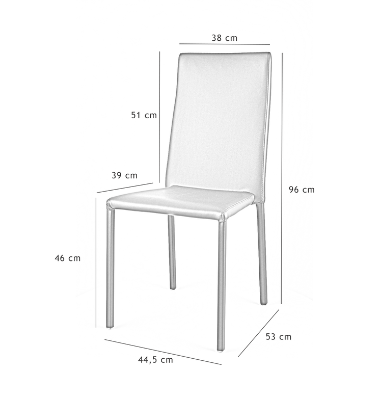 Sedia impilabile Julia Tommychairs, struttura in acciaio imbottita e rivestita in finta pelle colore bianco