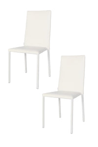 Set 2 sedie impilabili Julia Tommychairs, struttura in acciaio imbottita e rivestita in finta pelle colore bianco