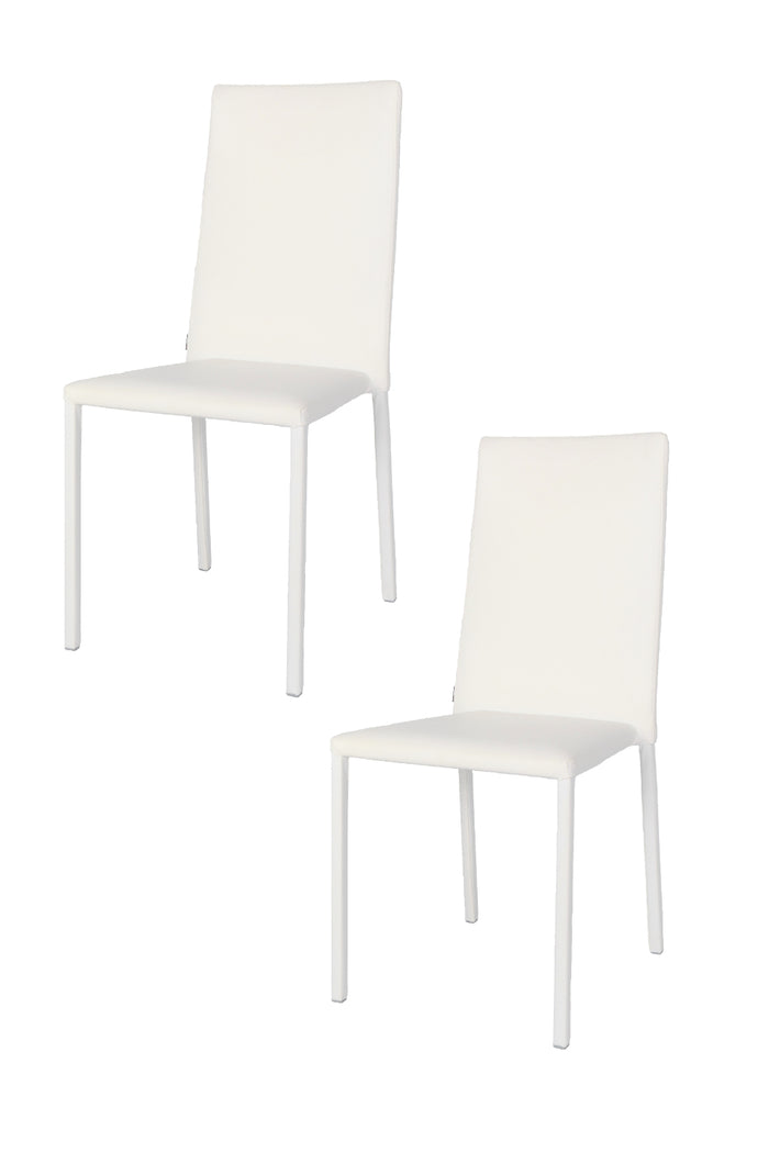 Set 2 sedie impilabili Julia Tommychairs, struttura in acciaio imbottita e rivestita in finta pelle colore bianco