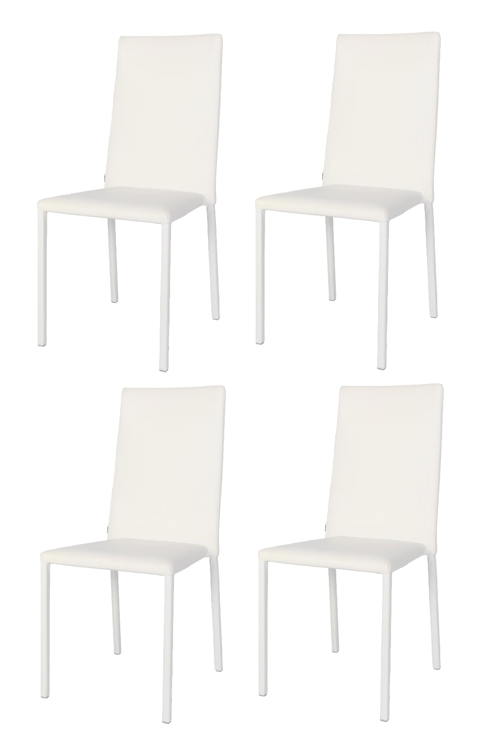 Set 4 sedie impilabili Julia Tommychairs, struttura in acciaio imbottita e rivestita in finta pelle colore bianco