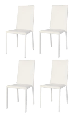 Set 4 sedie impilabili Julia Tommychairs, struttura in acciaio imbottita e rivestita in finta pelle colore bianco