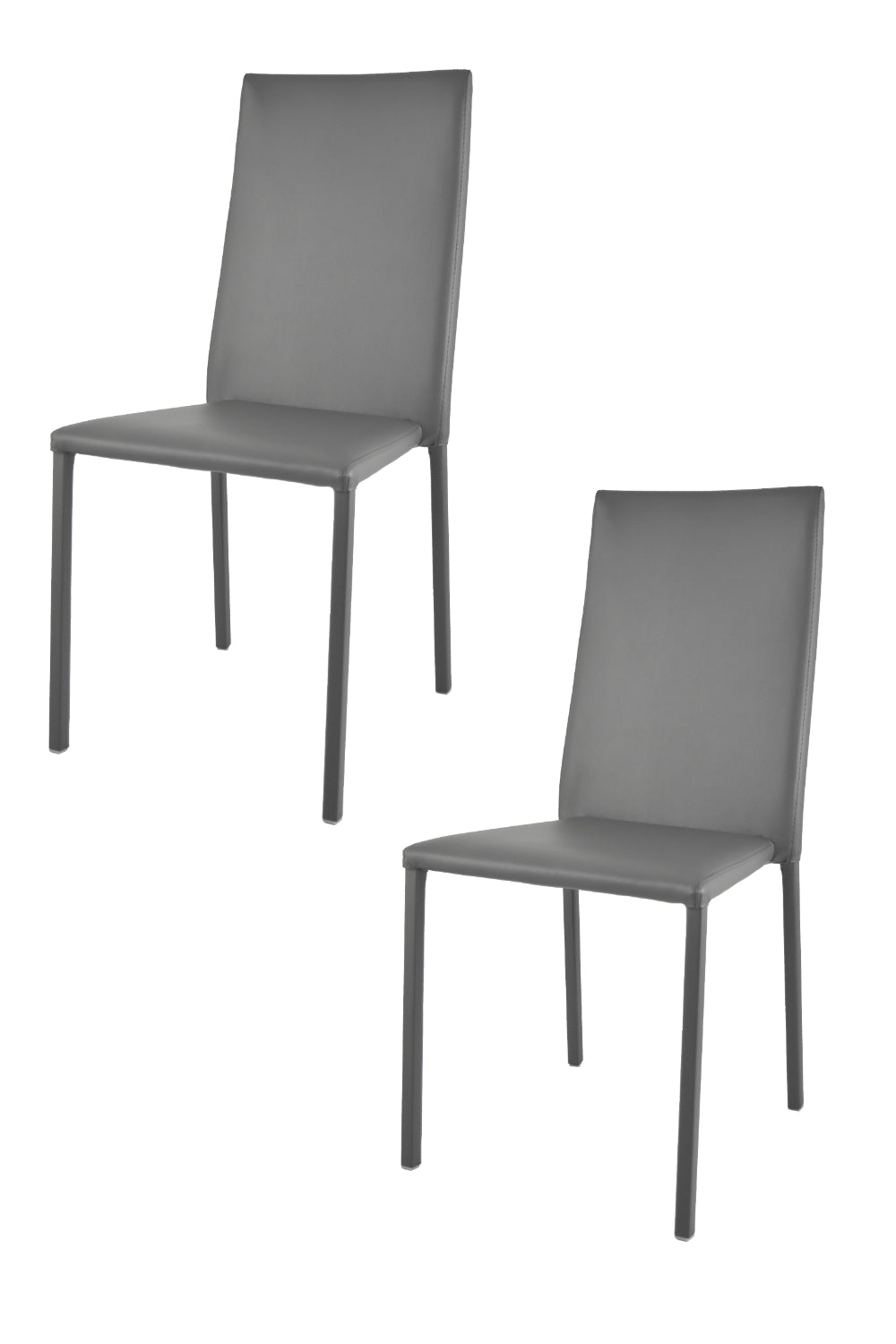 Set 2 sedie impilabili Julia Tommychairs, struttura in acciaio imbottita e rivestita in finta pelle colore grigio scuro