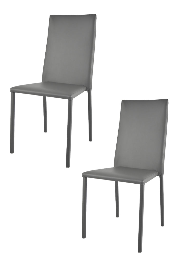 Set 2 sedie impilabili Julia Tommychairs, struttura in acciaio imbottita e rivestita in finta pelle colore grigio scuro