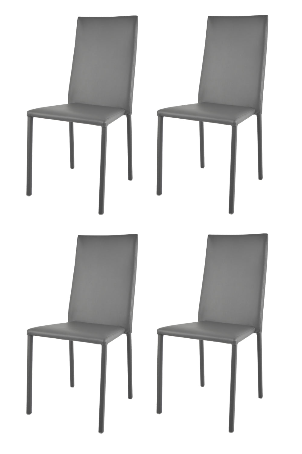 Set 4 sedie impilabili Julia Tommychairs, struttura in acciaio imbottita e rivestita in finta pelle colore grigio scuro