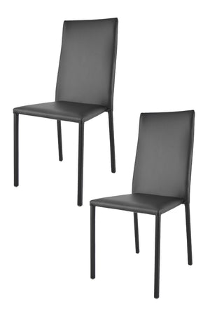 Set 2 sedie impilabili Julia Tommychairs, struttura in acciaio imbottita e rivestita in finta pelle colore nero