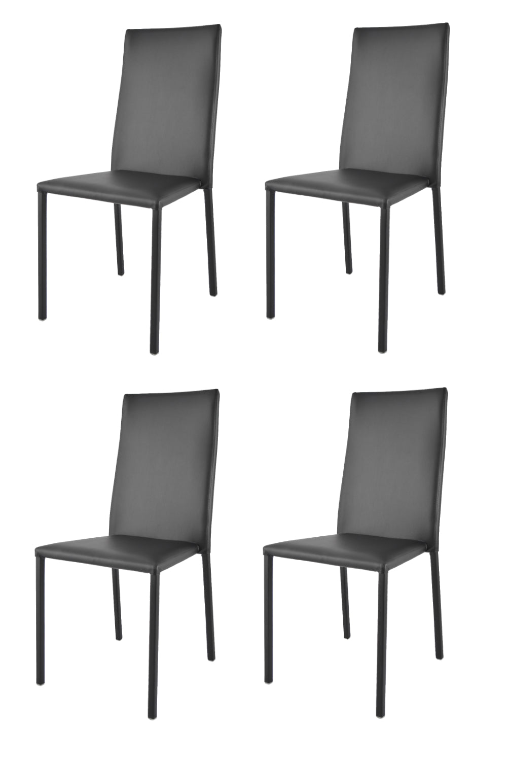 Set 4 sedie impilabili Julia Tommychairs, struttura in acciaio imbottita e rivestita in finta pelle colore nero