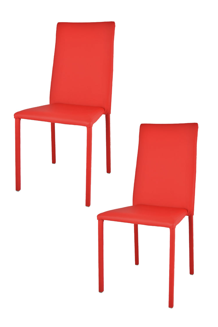 Set 2 sedie impilabili Julia Tommychairs, struttura in acciaio imbottita e rivestita in finta pelle colore rosso