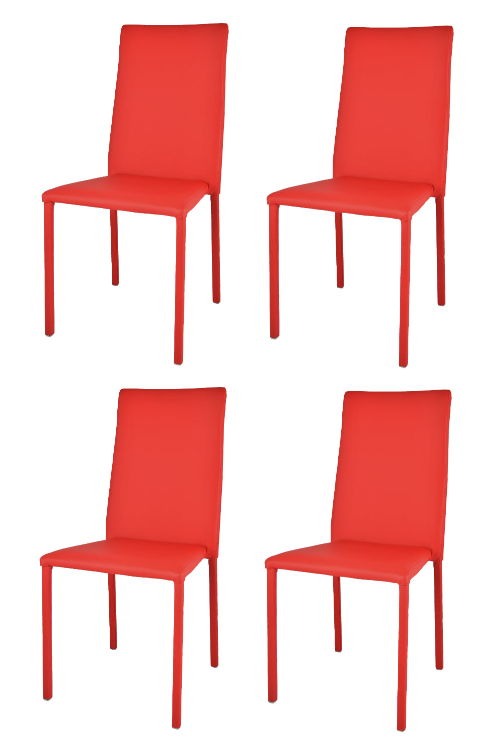 Set 4 sedie impilabili Julia Tommychairs, struttura in acciaio imbottita e rivestita in finta pelle colore rosso