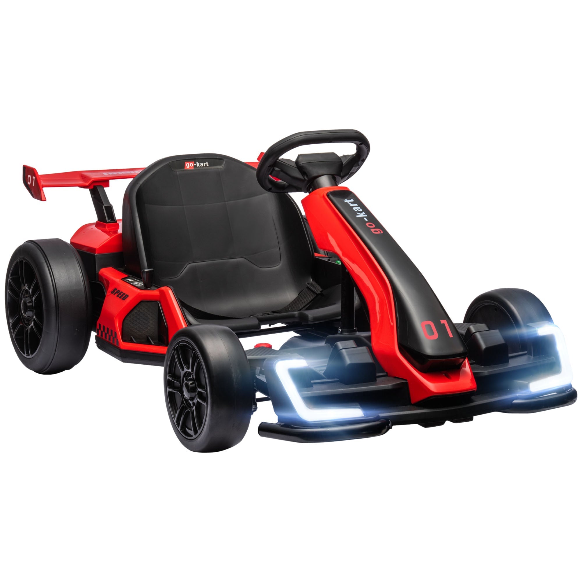 Go Kart Elettrico per Bambini 24V 12km/h con Seggiolino Regolabile Rosso