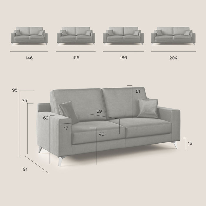 Divano 2 Posti 146x95x91 cm in Tessuto Grigio Chiaro