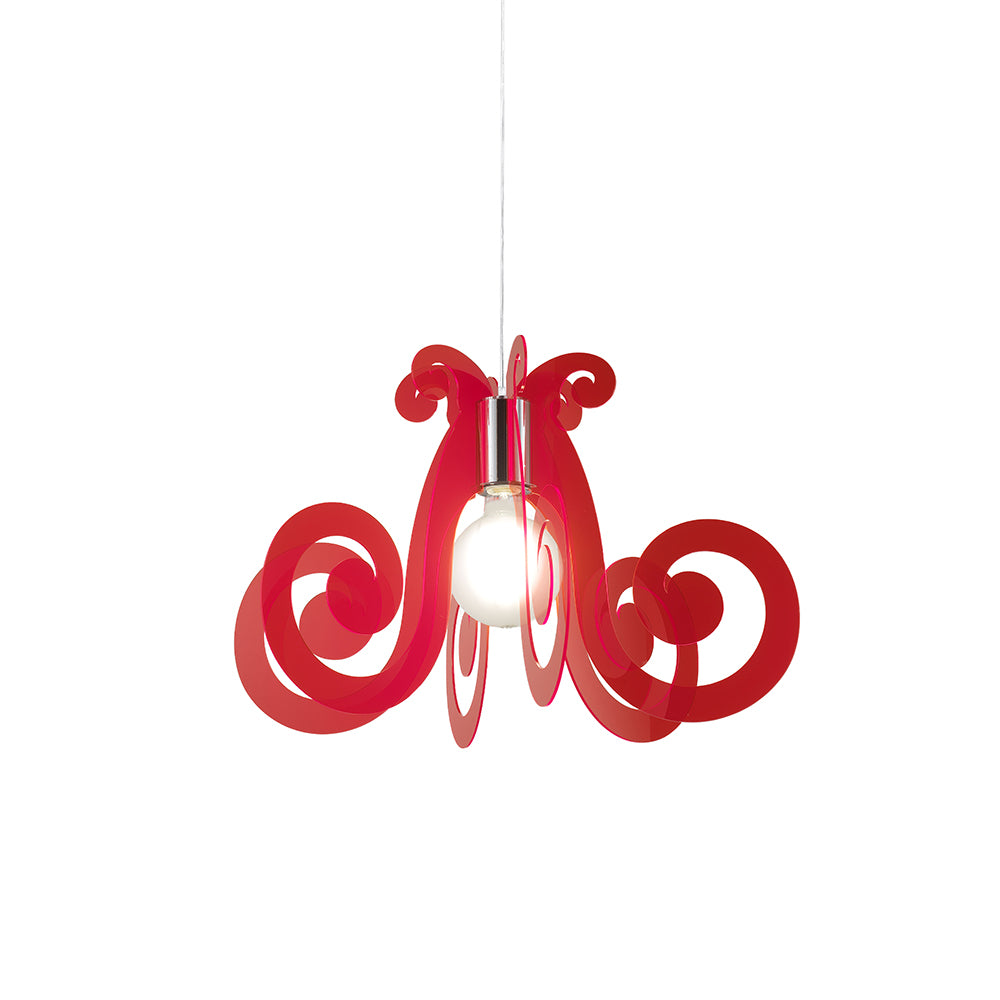 Sospensione Mizar 1 Luce In Metacrilato Rosso Fluorescente Space Collection