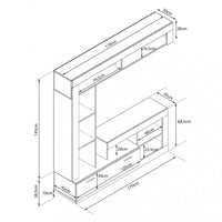 Parete Attrezzata Soggiorno Leonard 170x42x170 h cm in Truciolare bilaminato Nero