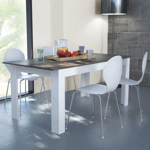 Tavolo Allungabile Gemma 160/200x90x75 h cm in Truciolare bilaminato Bianco e Grigio effetto Cemento