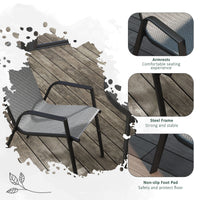 Set 4 Sedie da Giardino Impilabili con Braccioli 52x70x85 cm in Rattan PE e Acciaio Grigio