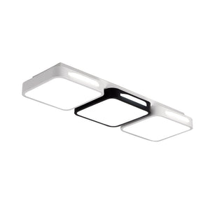 Plafoniera Tech Tre Blocchi Quadrato Alluminio Bianco Nero Led Integrato 36W