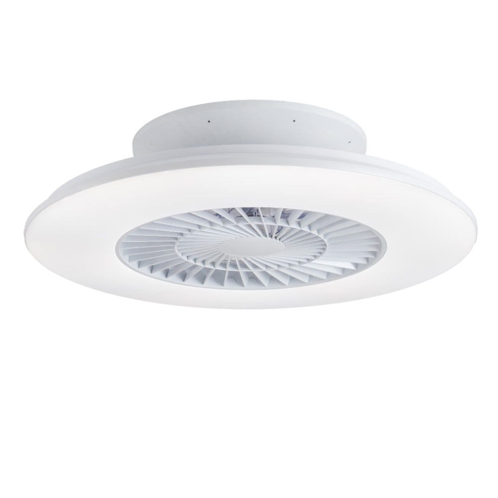 Ventilatore Moderno Coriolis Acciaio Bianco Led 84W Telecomando 3 Velocità