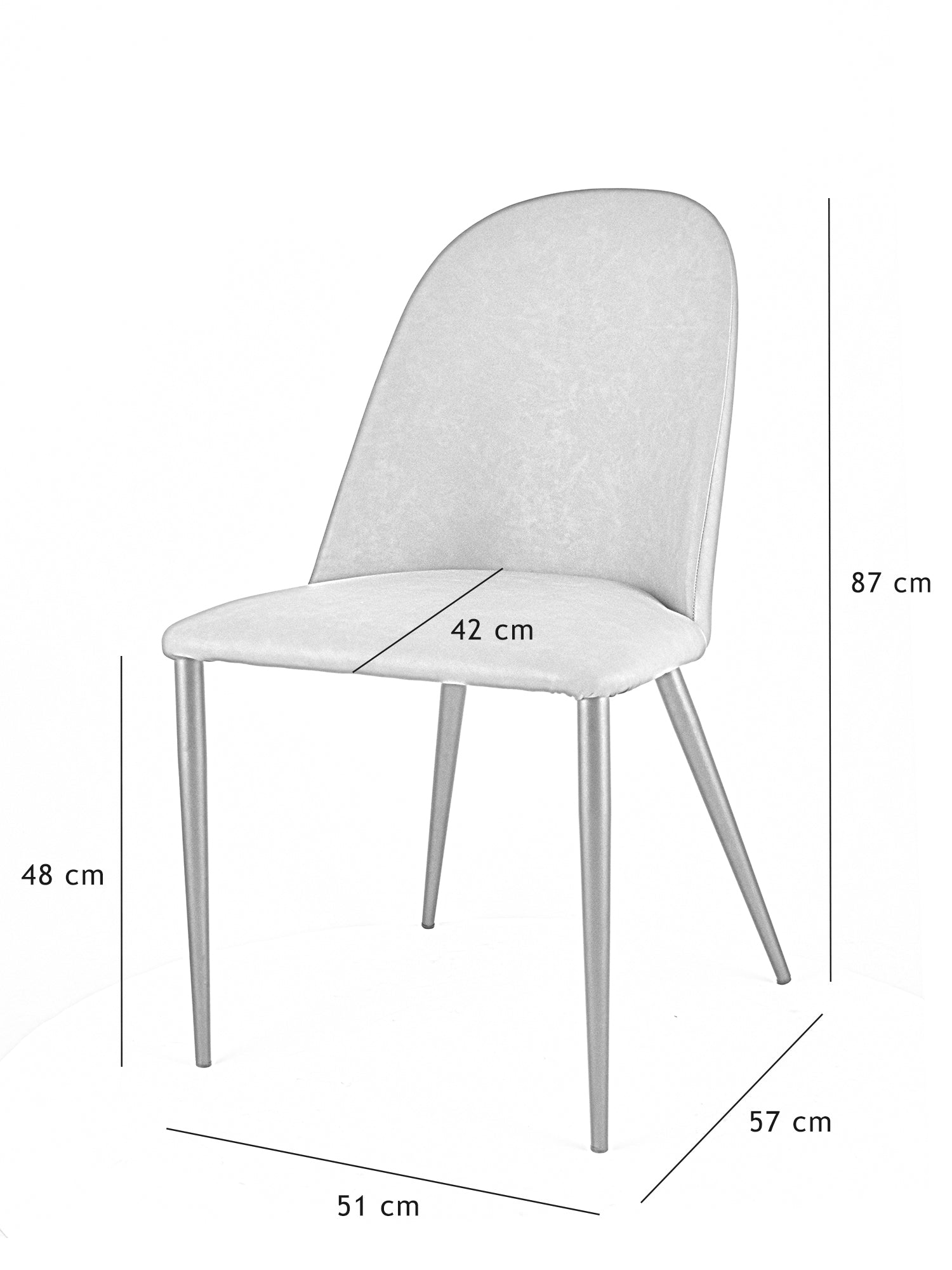 Set 2 sedie imbottite Jennifer Tommychairs, rivestite in finta pelle colore ippopotamo e gambe in ferro nero opaco