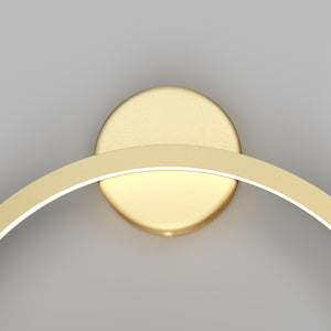 Applique Da Parete Moderno Halo Alluminio Ottone 1 Luce Led 24W