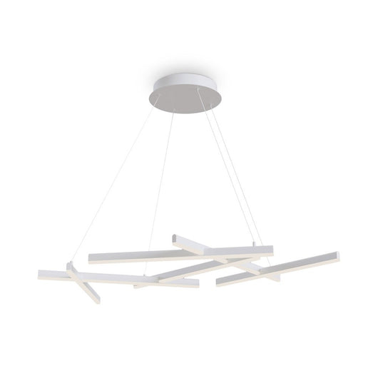 Lampadario A Sospensione Moderno Line Alluminio Bianco 6 Luci Led 79W