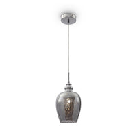 Lampadario A Sospensione Moderno Blues Metallo Argento Vetro 1 Luce E14 40W