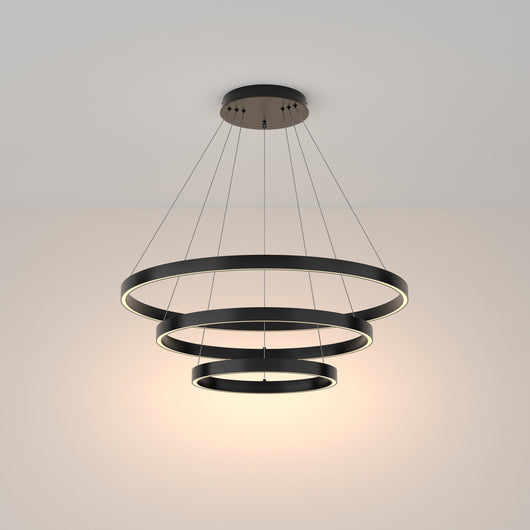 Lampadario A Sospensione Moderno Rim Alluminio Nero Luce Led 115W