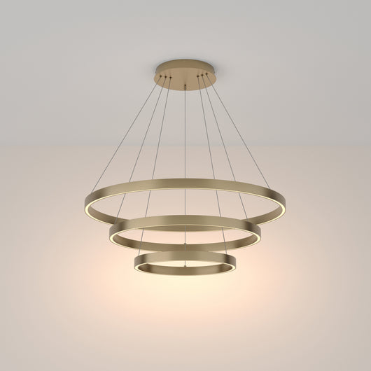 Lampadario A Sospensione Moderno Rim Alluminio Ottone 3 Luci Led 115W