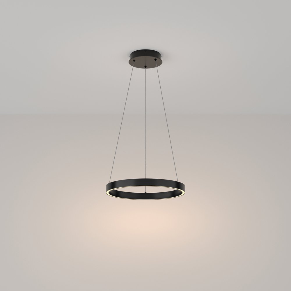 Lampadario A Sospensione Moderno Rim Alluminio Nero Luce Led 25W