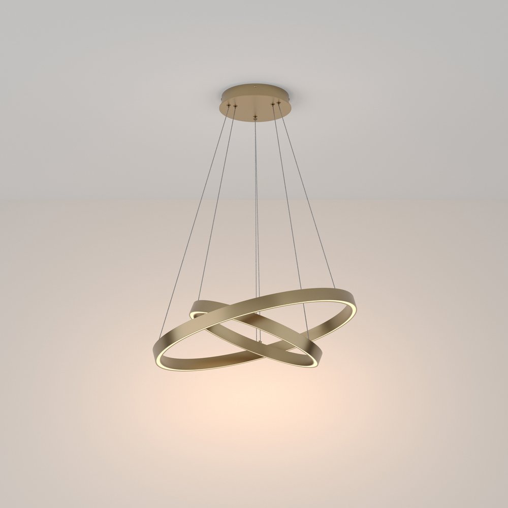 Lampadario A Sospensione Moderno Rim Alluminio Ottone 2 Luci Led 61W