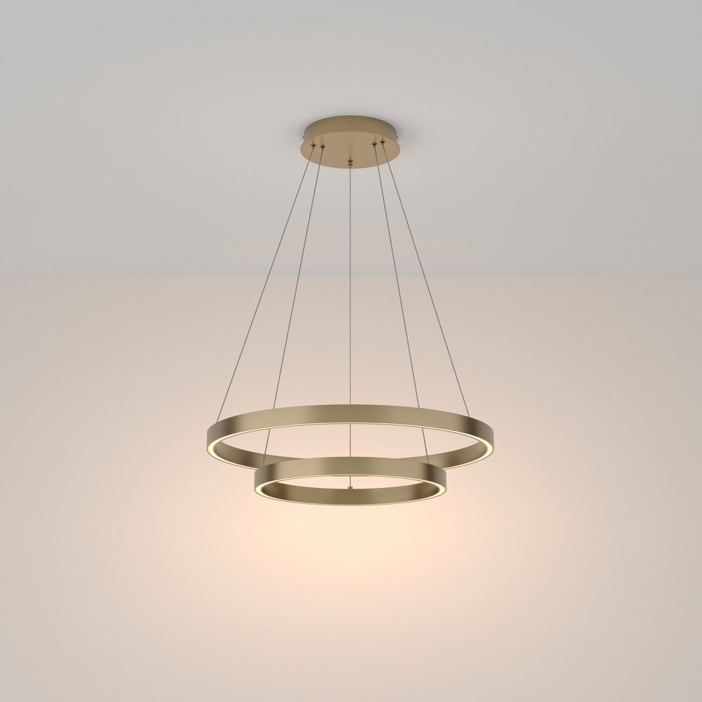 Lampadario A Sospensione Moderno Rim Alluminio Ottone 2 Luci Led 61W