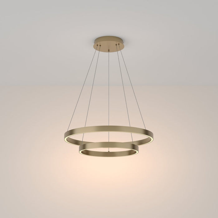 Lampadario A Sospensione Moderno Rim Alluminio Ottone 2 Luci Led 61W