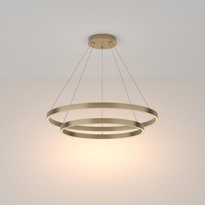 Lampadario A Sospensione Moderno Rim Alluminio Ottone 2 Luci Led 88W