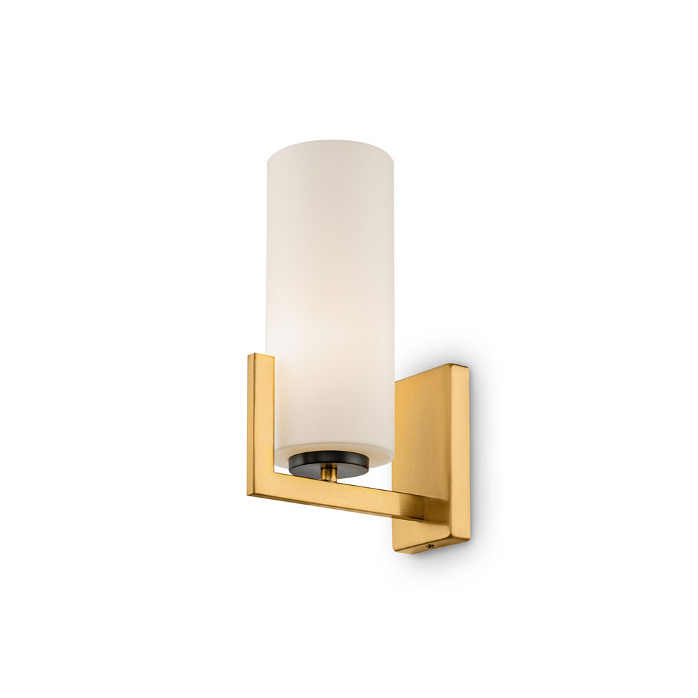 Applique Contermporanea Fortano 1 Luce Metallo Ottone Diffusore Vetro Bianco