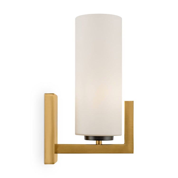 Applique Contermporanea Fortano 1 Luce Metallo Ottone Diffusore Vetro Bianco