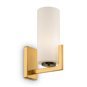 Applique Contermporanea Fortano 1 Luce Metallo Ottone Diffusore Vetro Bianco