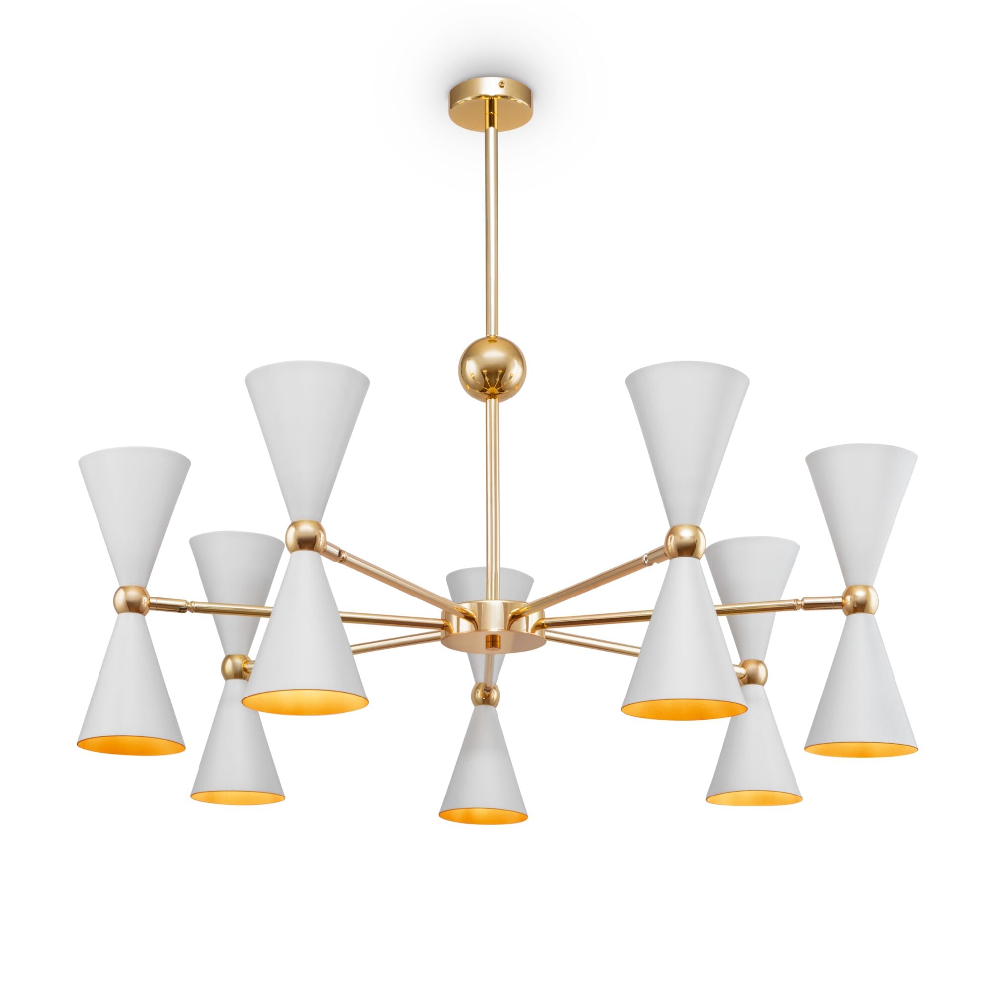 Lampada pendente Modern in Metallo Vesper Bianco con Oro