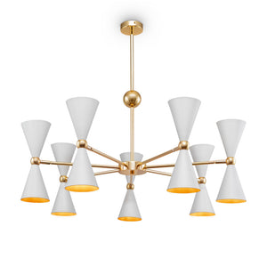 Lampadario Contemporaneo Vesper In Metallo Bianco E Oro 14 Luci