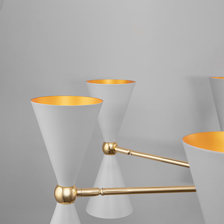 Lampadario Contemporaneo Vesper In Metallo Bianco E Oro 14 Luci