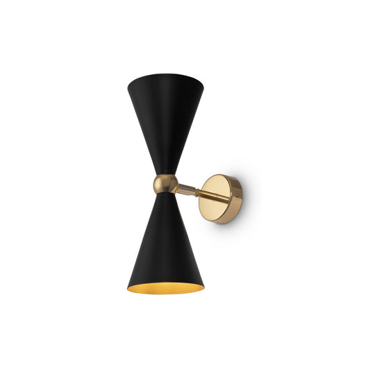 Applique Contemporanea Vesper Struttura E Diffusori In Metallo Nero E Oro 2 Luci