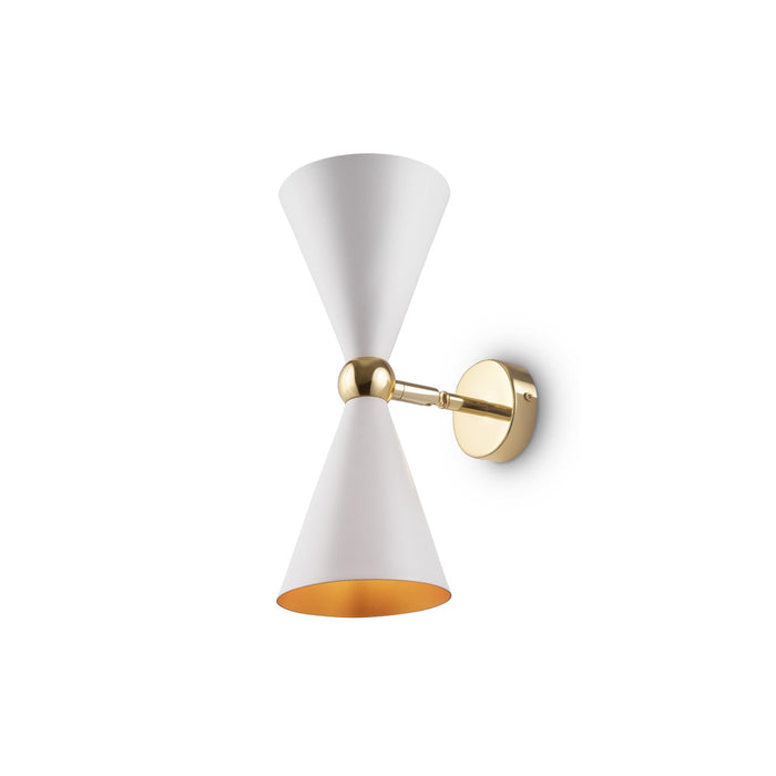 Applique Contemporanea Vesper Struttura E Diffusori In Metallo Bianco Oro 2 Luci