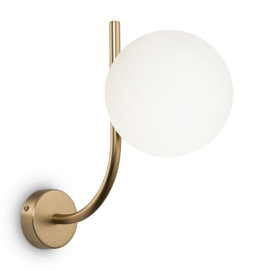 Applique Contemporanea Rendez-Vous In Metallo Ottone 1 Luce E Diffusore Bianco