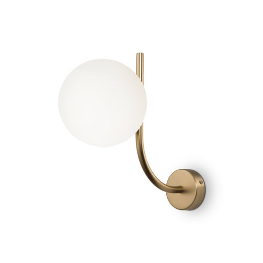 Applique Contemporanea Rendez-Vous In Metallo Ottone 1 Luce E Diffusore Bianco