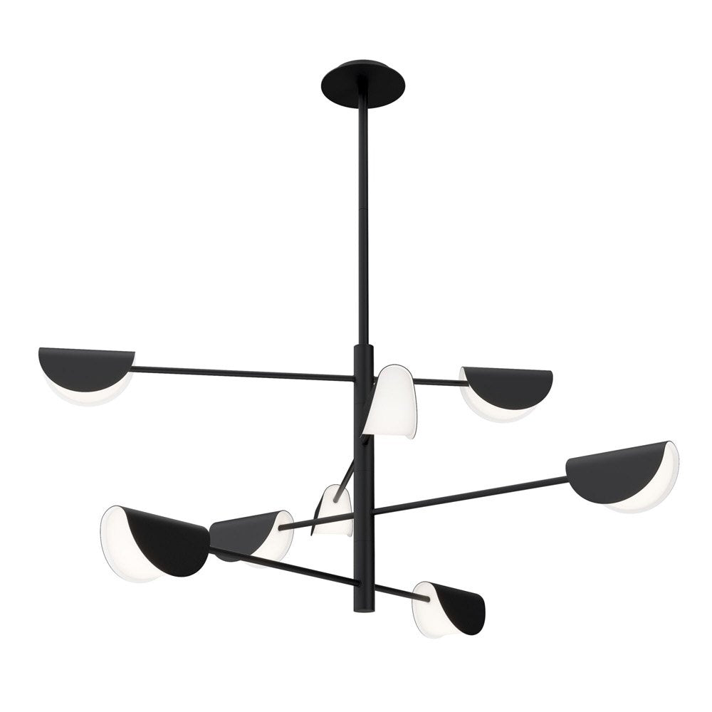 Lampadario A Sospensione Moderno Mollis Metallo Nero Acrilico 8 Luci G9 7W